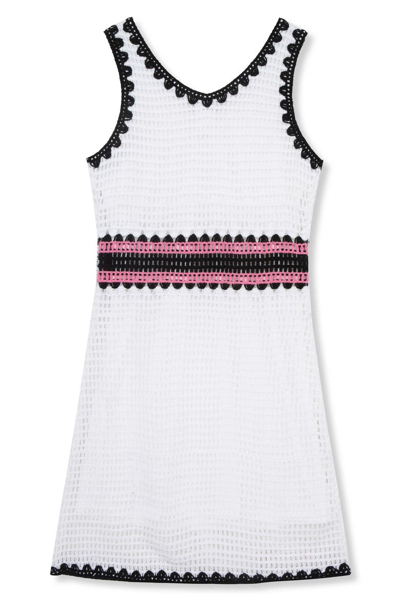 Kids' Colorblock Crochet Dress, Alternate, color, WHITE