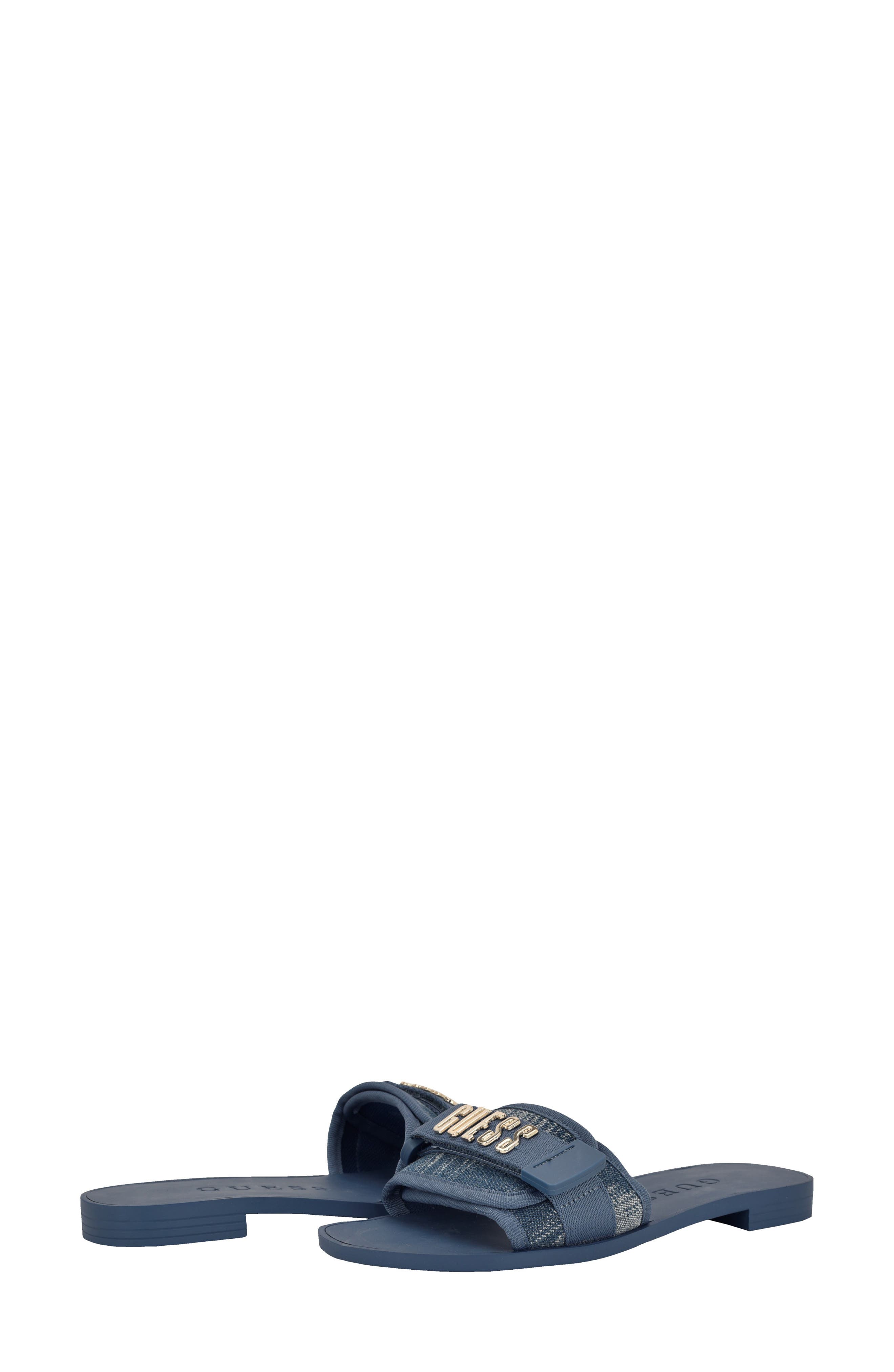 GUESS Elyze Slide Sandal, Alternate, color, Medium Blue