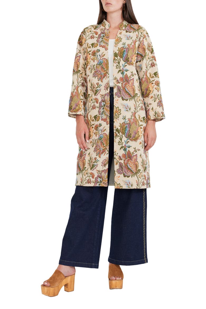 Janean Midi Jacket, Main, color, Rainbow Floral Jacquard