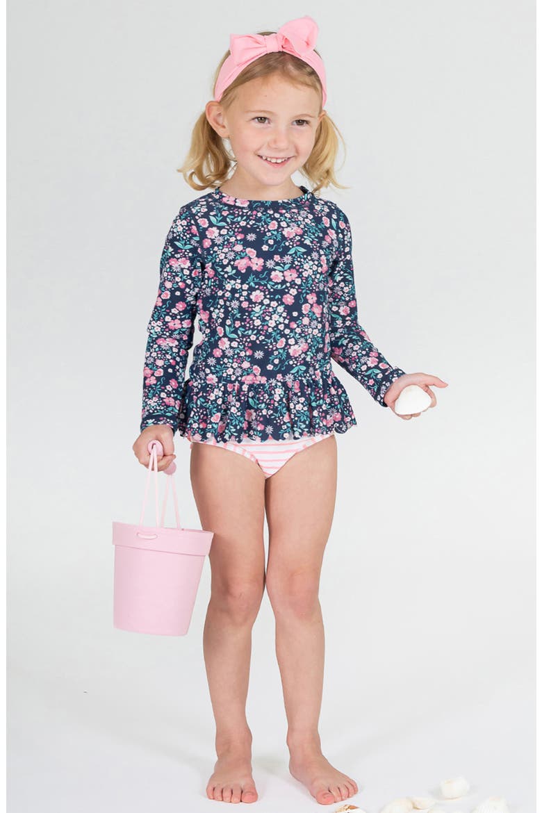 Kids' Moonlit Meadow Long Sleeve Two-Piece Swimsuit, Alternate, color, BLUE