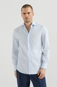 Brunello Cucinelli Twill shirt with spread collar
