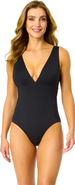 Anne Cole Women's Live In Color Solid Plunge Front One Piece Swimsuit