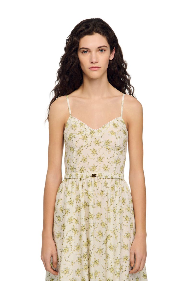 Floral maxi dress with straps, Alternate, color, Olive / ecru