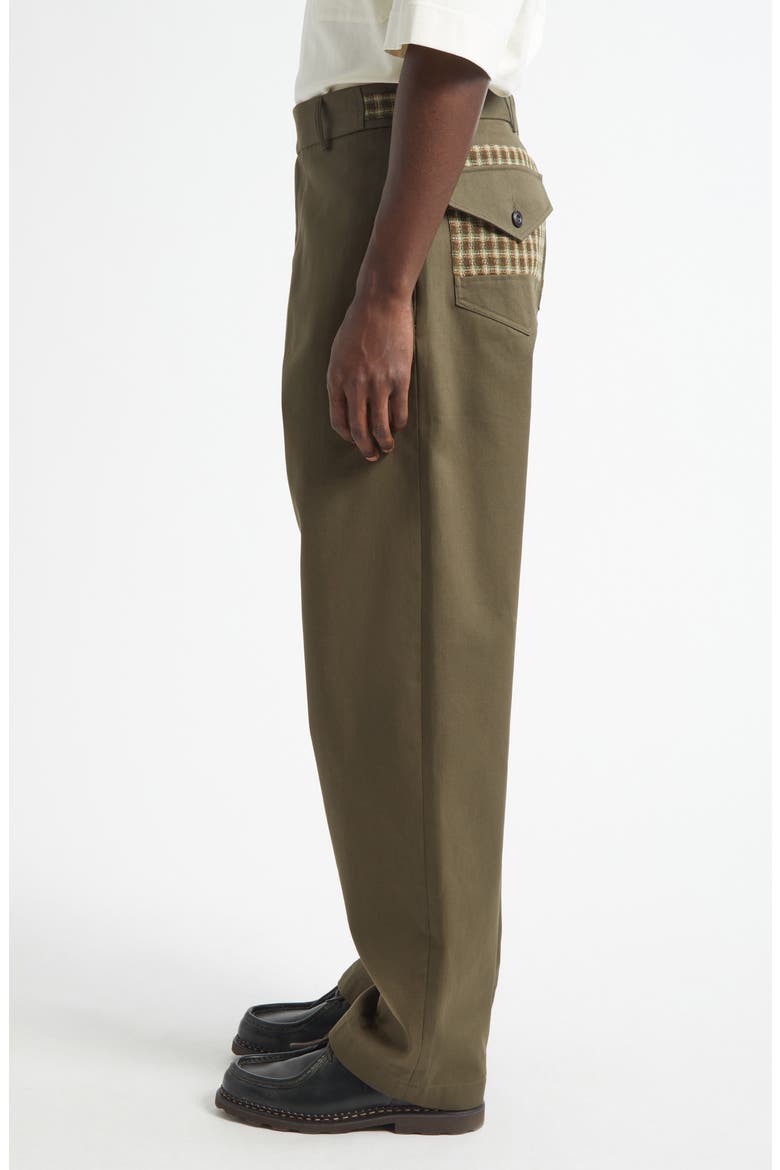 Straight Leg Trousers, Alternate, color, OLIVE / BROWN CHECK
