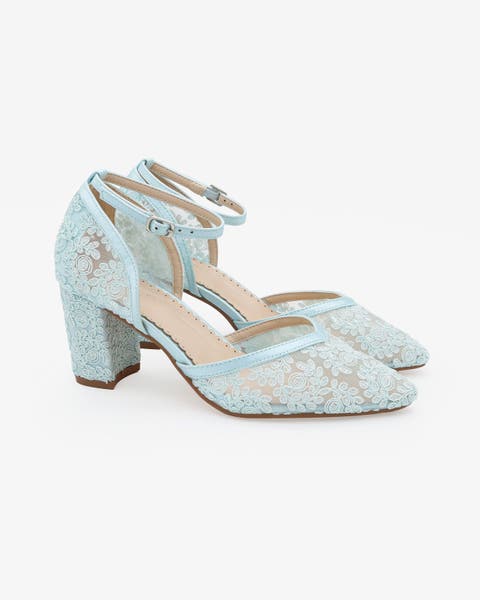 Abby Lace Block Heel with Ankle Strap