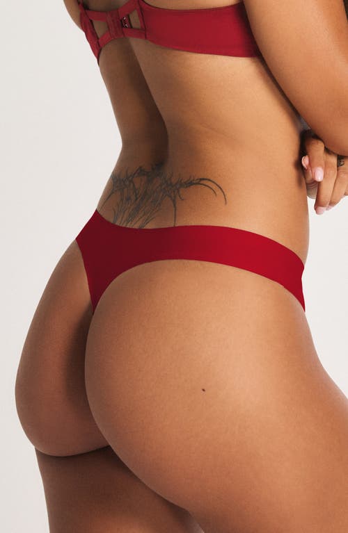 Savage X Fenty Microfiber No-show Thong In Burgundy