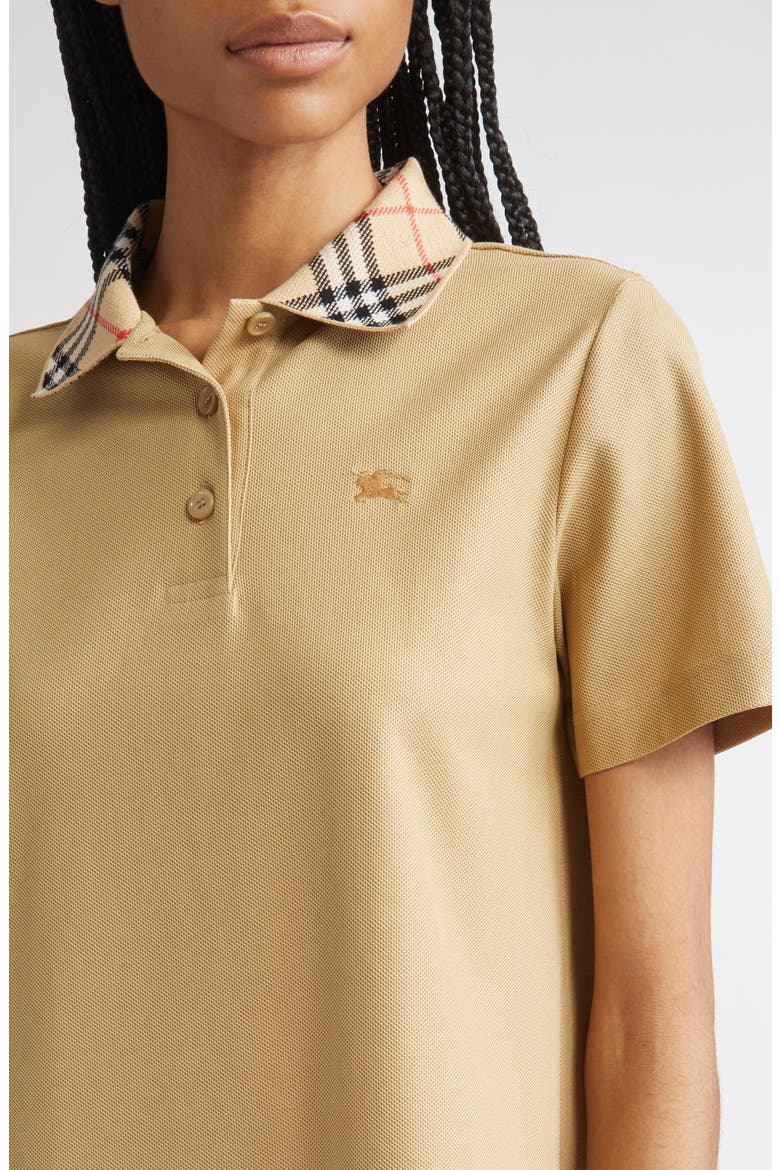 Check Collar Polo Dress, Alternate, color, FLAX