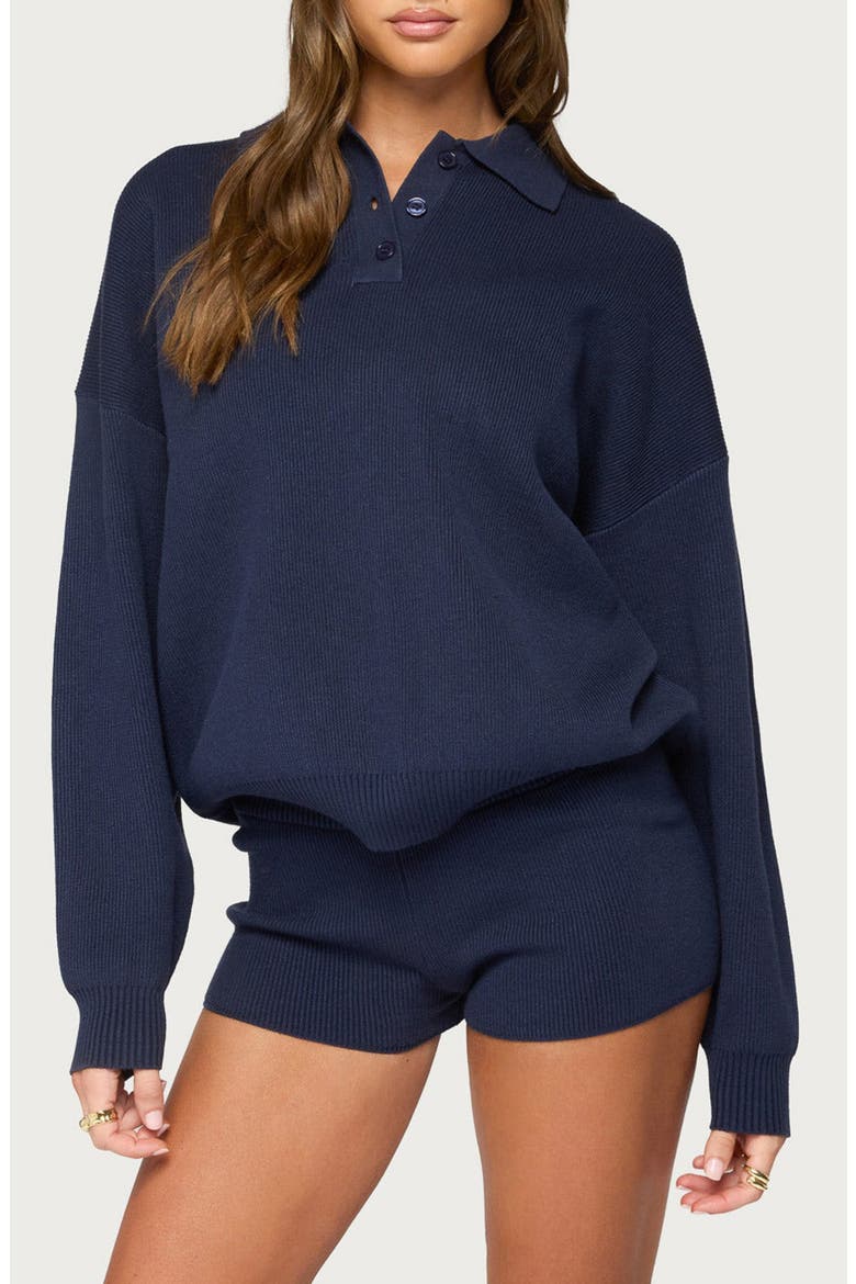 Lorie Oversized Polo Sweater, Main, color, NAVY