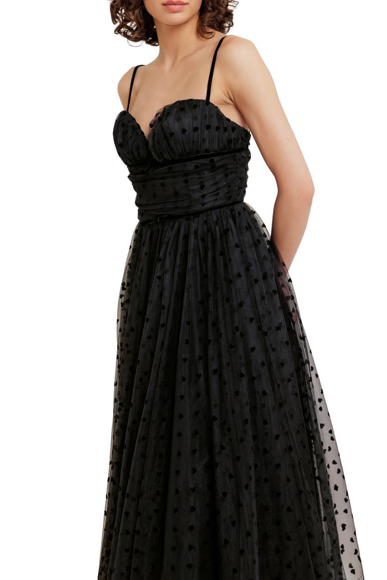 Tulle Midi Dress, Alternate, color, BLACK