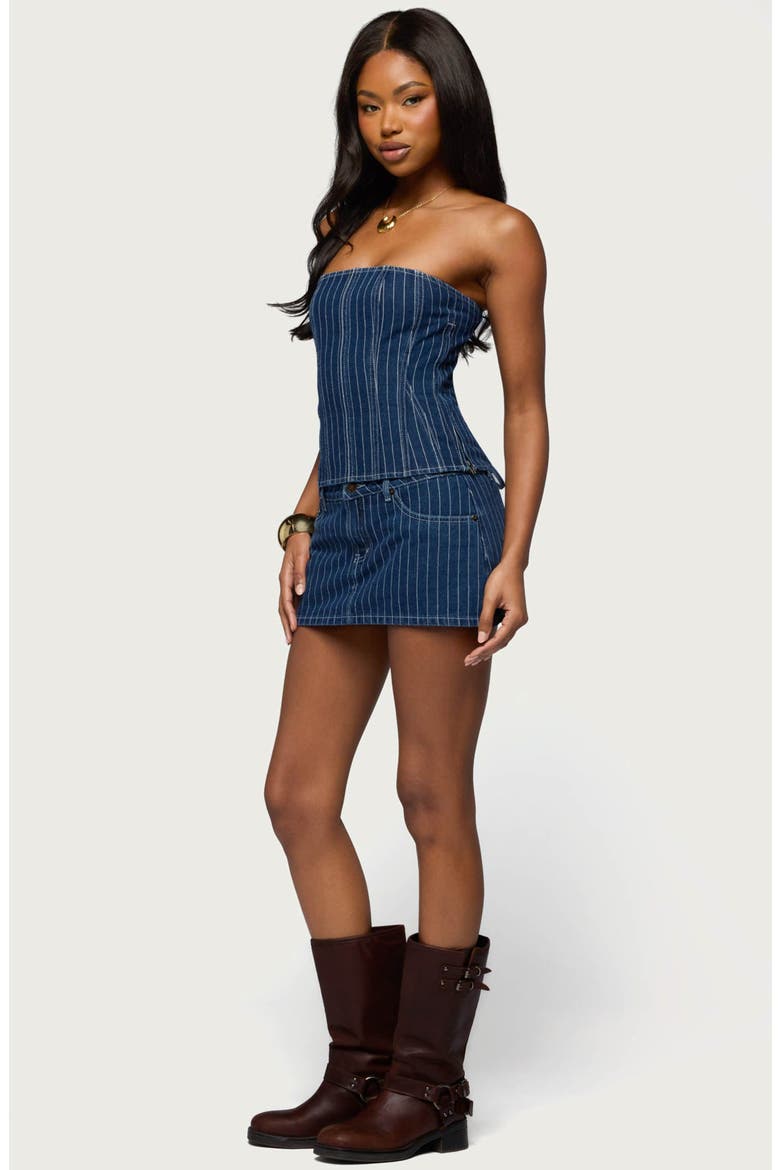 Camelia Low Rise Denim Miniskort, Alternate, color, BLUE-AND-WHITE