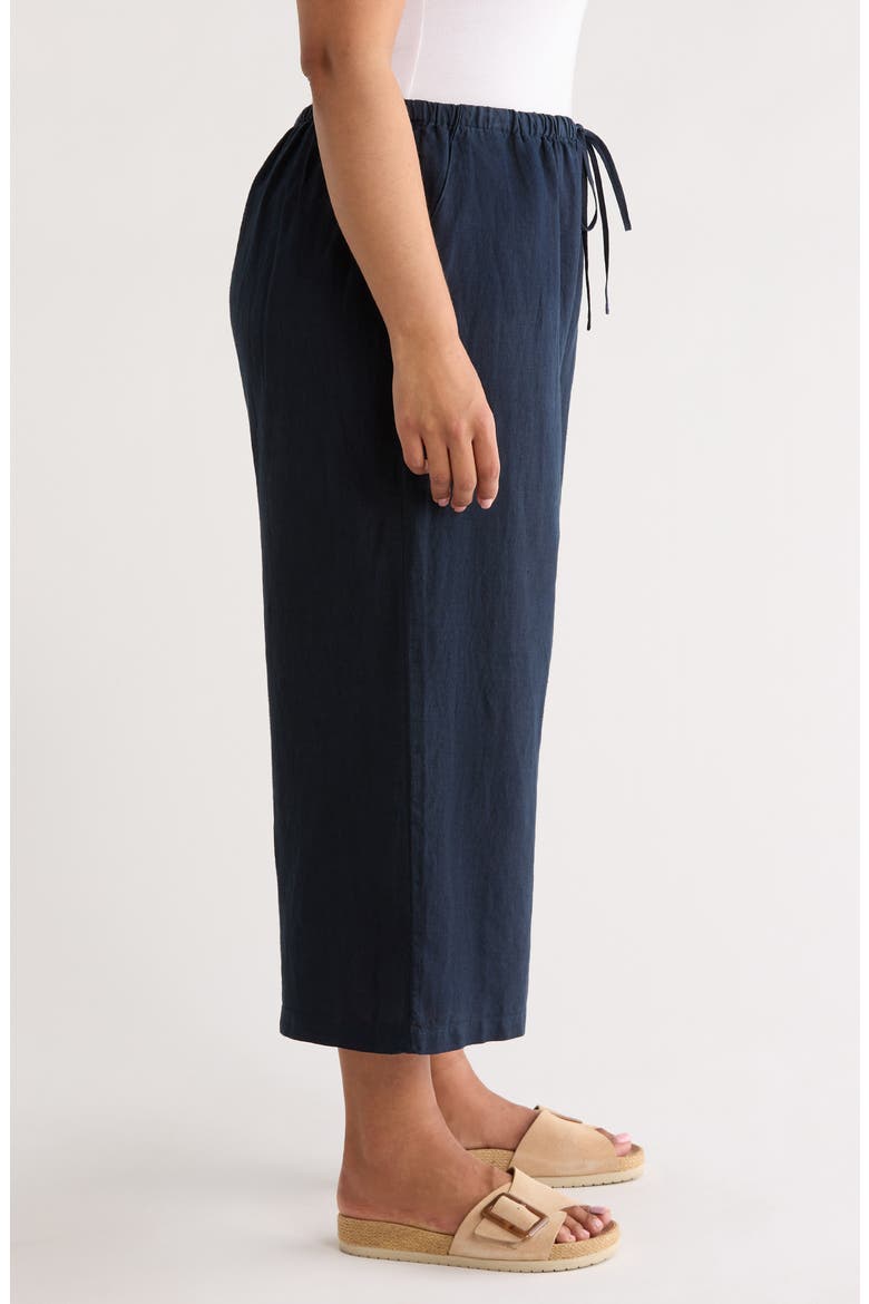 Wide Leg Crop Linen Pants, Alternate, color, NAVY STILL