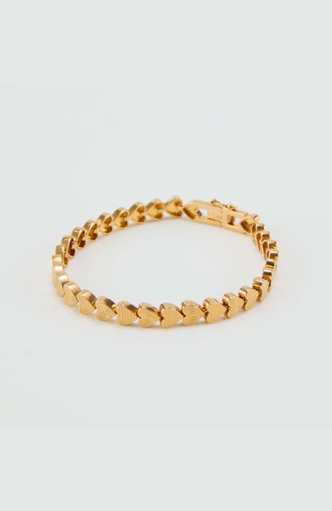 Heart Etched Link Bracelet