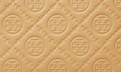 Tory Burch T Monogram Pebble Leather Square Tote In Brown