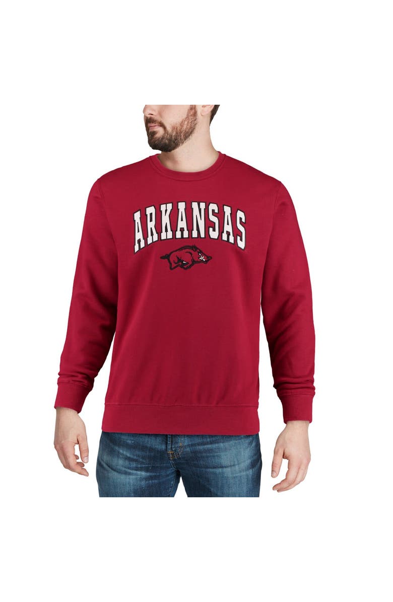 COLOSSEUM Men's Colosseum Cardinal Arkansas Razorbacks Arch & Logo Crew Neck Sweatshirt, Alternate, color, Cardinal
