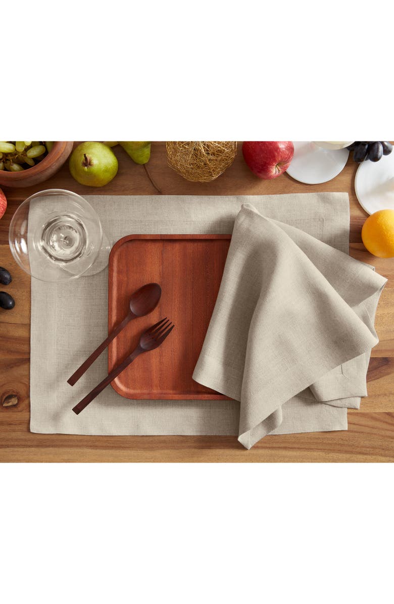 Solino Home Linen Placemats - Sonoma - Set of 6, 14" x 19", Alternate, color, Flax