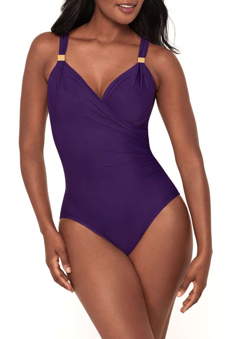 Razzle Dazzle Siren One-Piece Swimsuit, Main, color, MULBERRY