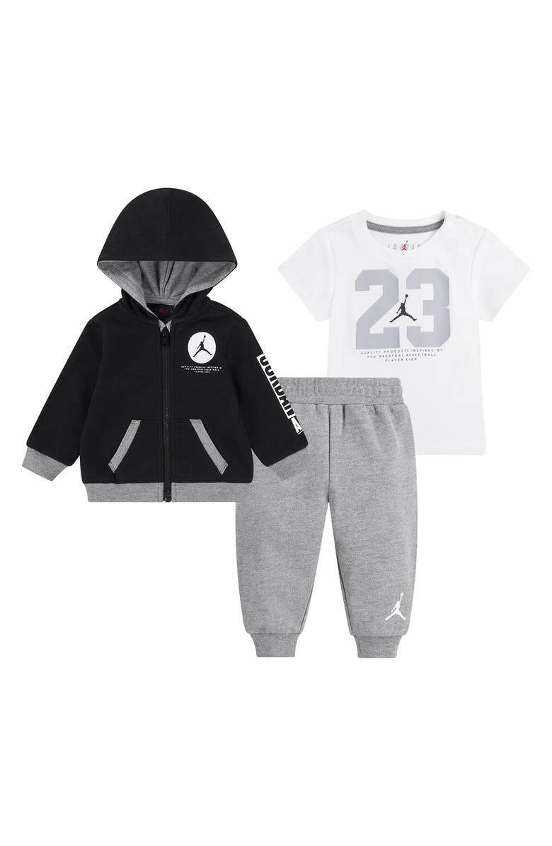 Jordan Logo T-Shirt, Hoodie & Joggers Set, Main, color, Carbon Heather