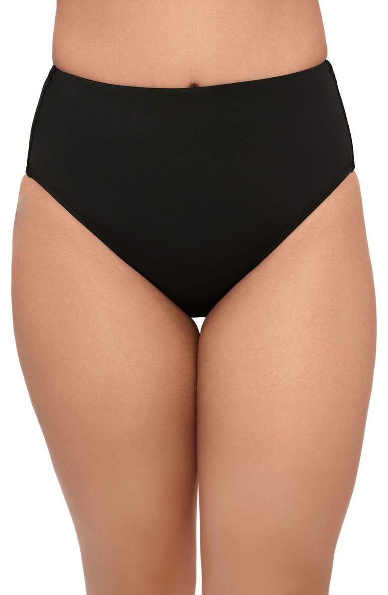 S3 Apparel Smoothing and Sculpting Classic High-Waist Swimsuit Bikini Bottoms, Main, color, Onyx Black
