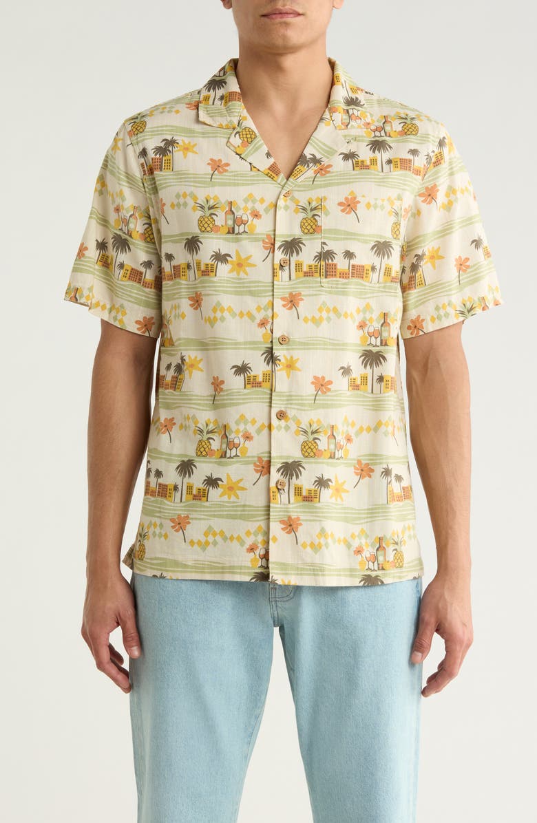 Lucky Brand Print Camp Shirt, Main, color, Natural Multi Print