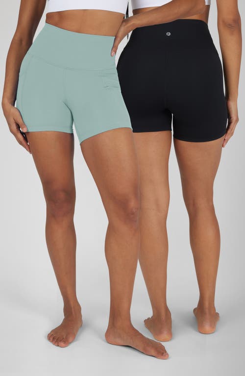 90 Degree By Reflex Assorted 2-pack Wonderlink Tribeca Bike Shorts In Chinois Green/black