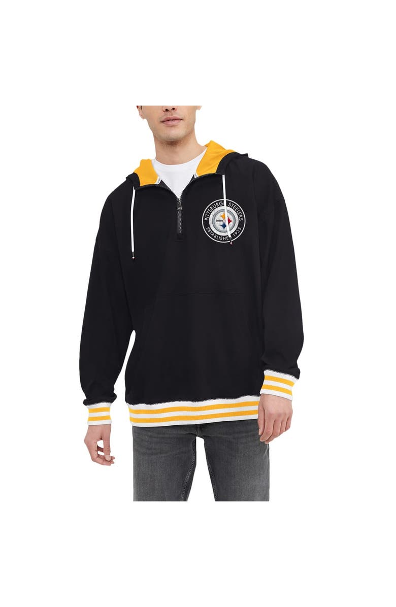 Tommy Hilfiger Men's Tommy Hilfiger Black Pittsburgh Steelers Aaron Quarter-Zip Hoodie, Main, color, Black