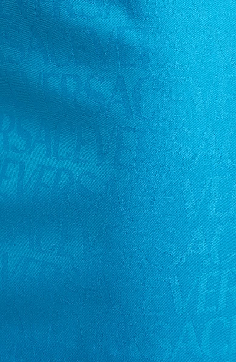 Versace Logo Jacquard Fitted Crop Virgin Wool Corset Top, Alternate, color, 