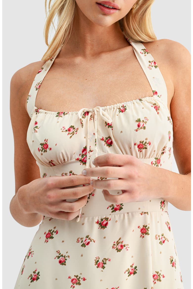 Floral Print Halter Dress, Alternate, color, CREAM FLORAL