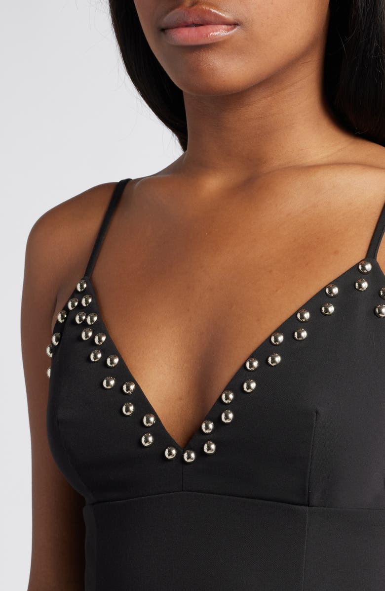 MOON RIVER Studded Satin Minidress, Alternate, color, Black