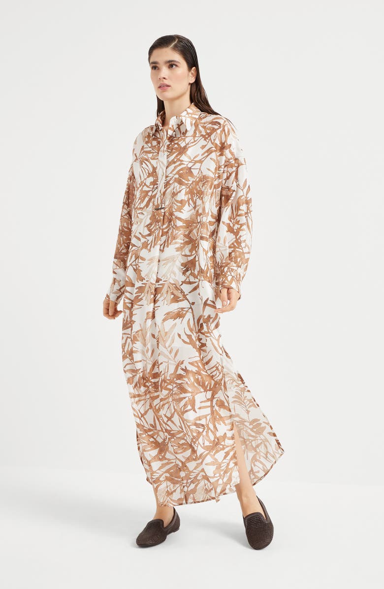 Brunello Cucinelli Herbarium Print chemisier dress, Alternate, color, 