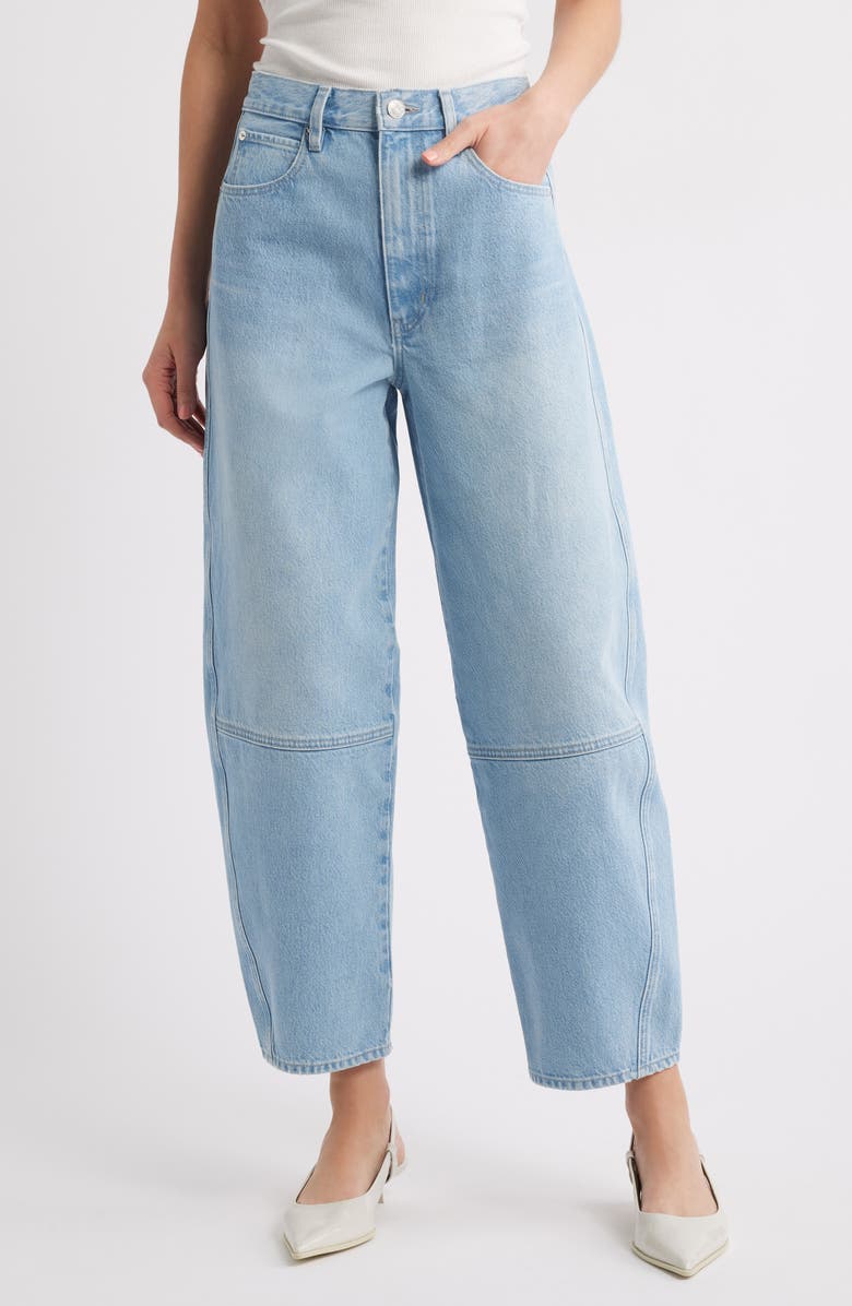 FRAME The Twisted High Waist Ankle Barrel Jeans, Main, color, Never