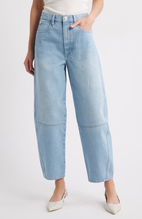 Shop Frame The Twisted High Waist Ankle Barrel Jeans In Never