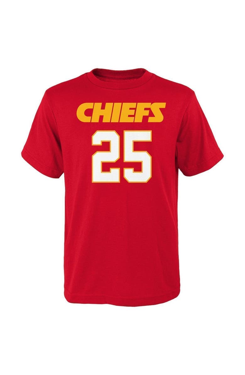 Outerstuff Youth Clyde Edwards-Helaire Red Kansas City Chiefs Mainliner Player Name & Number T-Shirt, Alternate, color,