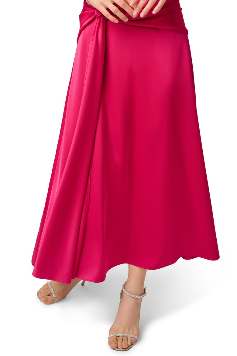 Crepe Back Satin Cocktail Maxi Dress, Alternate, color, BRIGHT ROSE