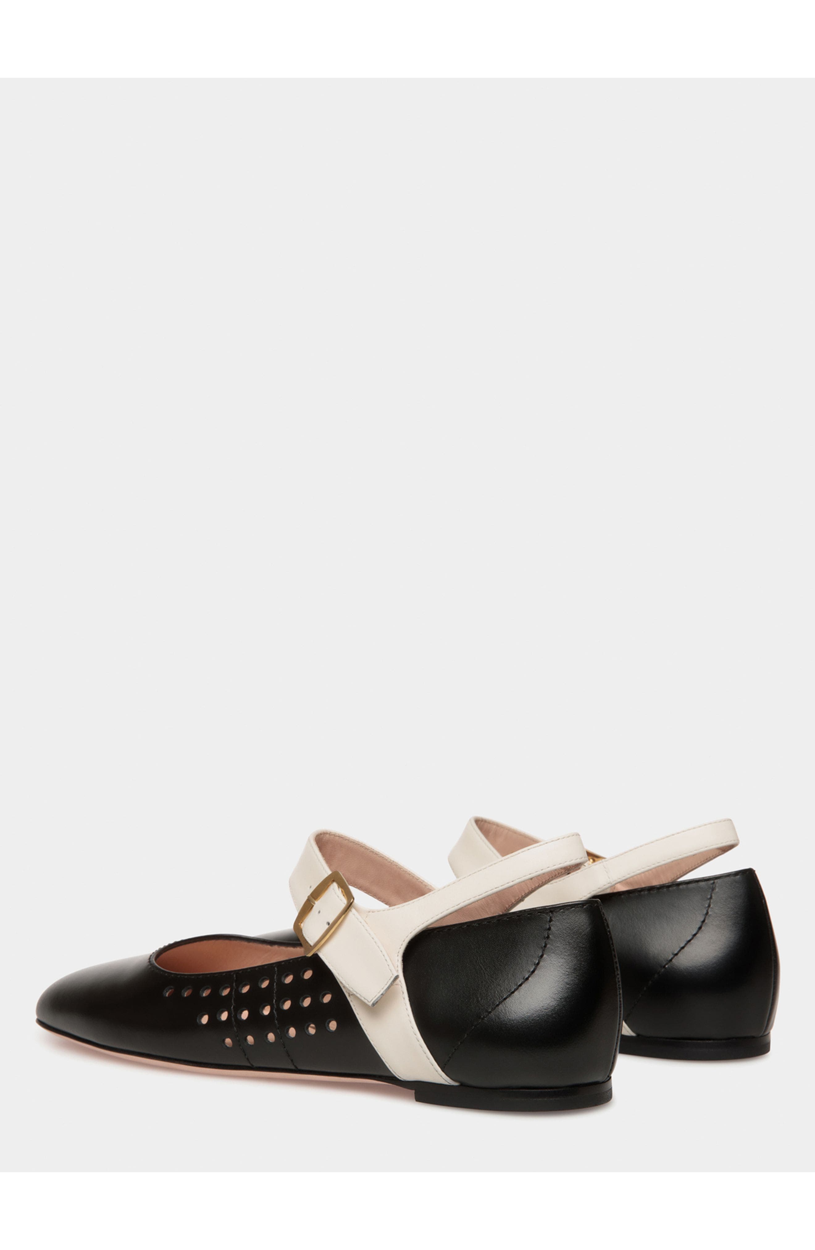 Bally rina Flat in Leather with Goat Leather Lining, Alternate, color, 