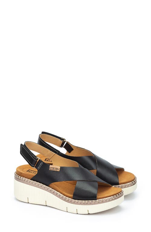 PIKOLINOS Gomera Wedge Sandal in Black 
