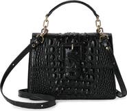 Brahmin Small Hallie Croc Embossed Leather Top Handle Bag