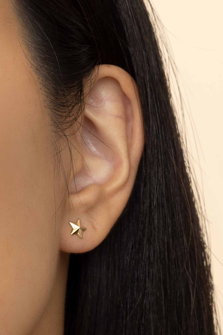 14K Yellow Gold Street Star Studs, Alternate, color, Yellow Gold