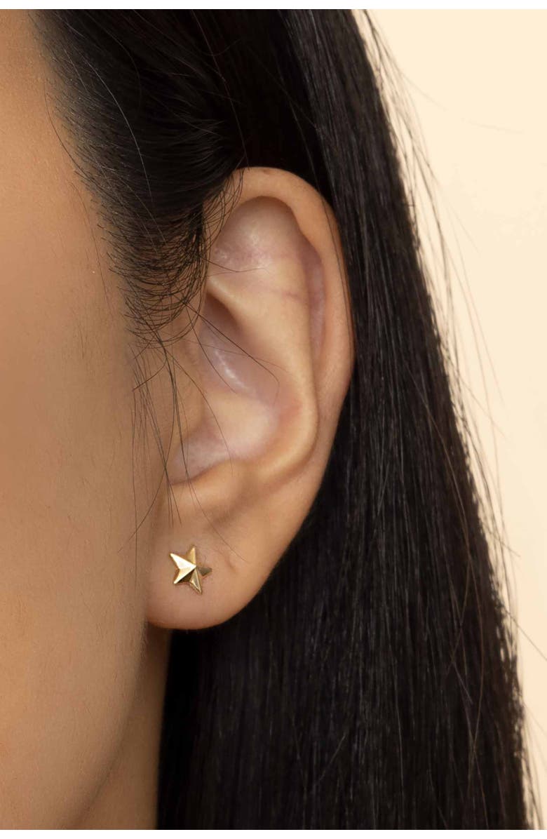 Oradina 14K Yellow Gold Street Star Studs, Alternate, color, Yellow Gold