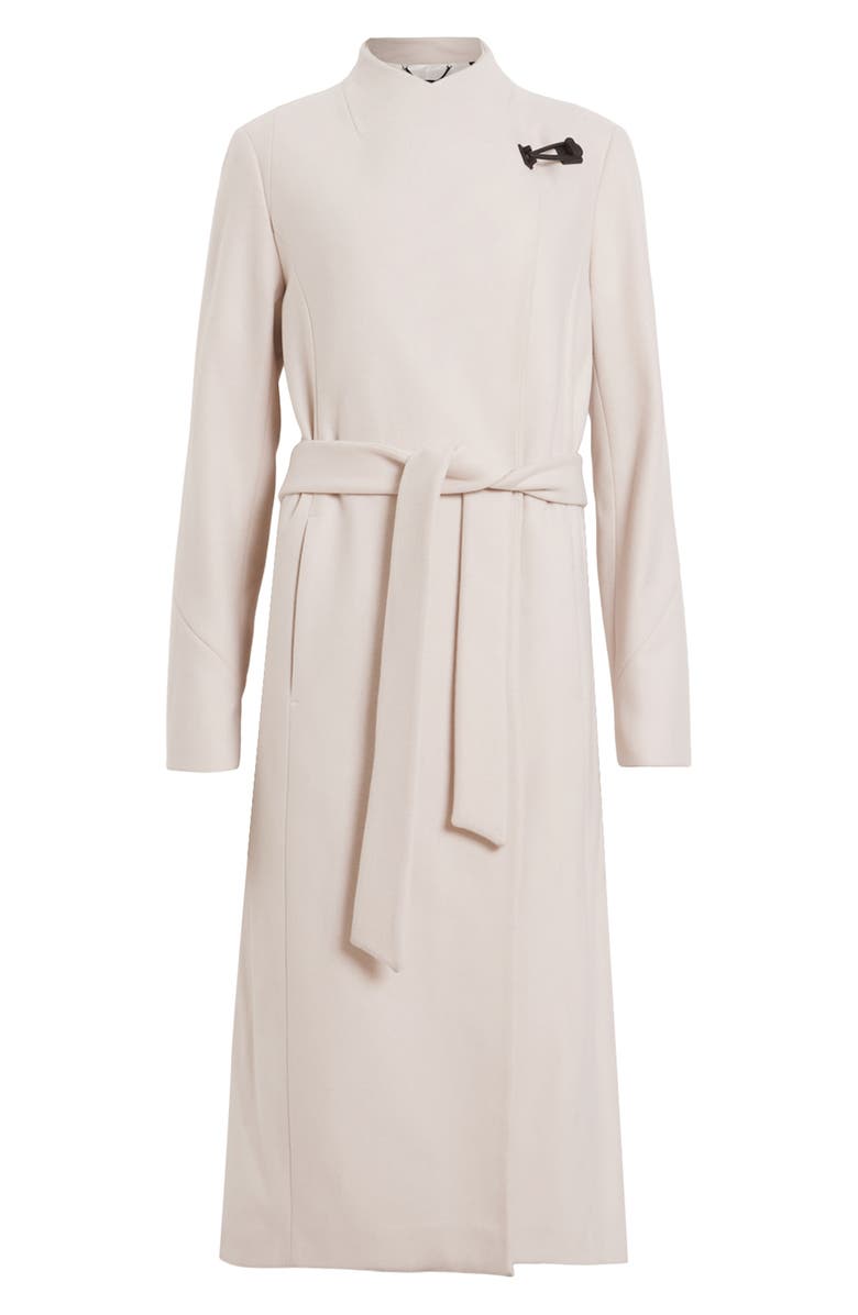 AllSaints Riley Wool Blend Belted Coat, Alternate, color, Desert White