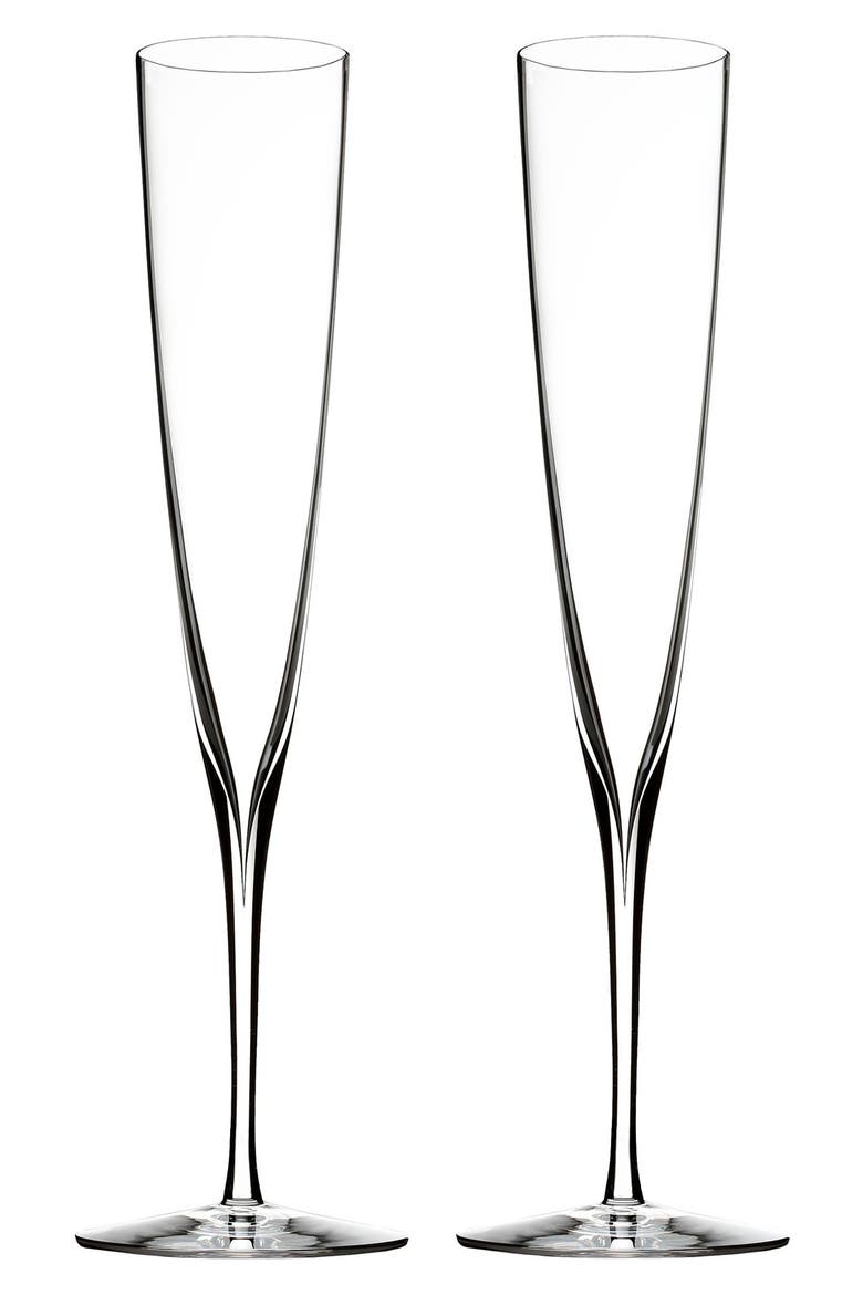 Elegance Set of 2 Fine Crystal Champagne Trumpet Flutes, Main, color, CLEAR