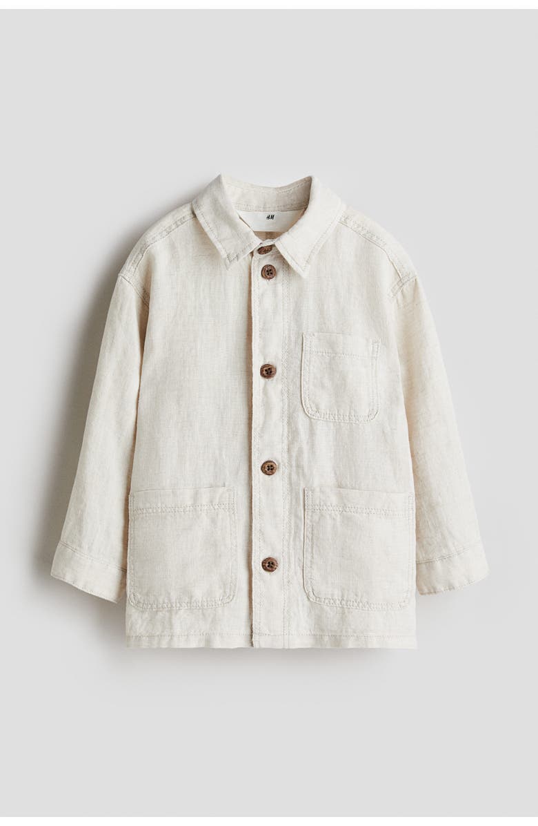 H&M Linen Overshirt, Main, color, Light Beige