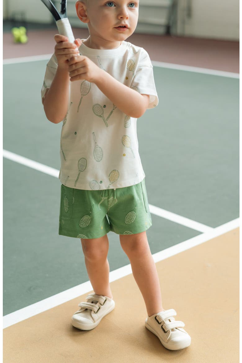 Kids' Tennis Organic Cotton Shorts, Alternate, color, DOUBLES GREEN