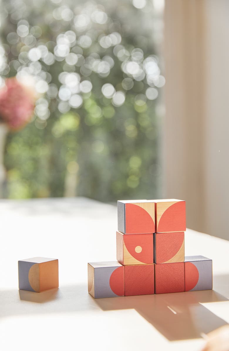 PlanToys<sup>®</sup> Geo Pattern Cube Playset, Alternate, color, Red Multi