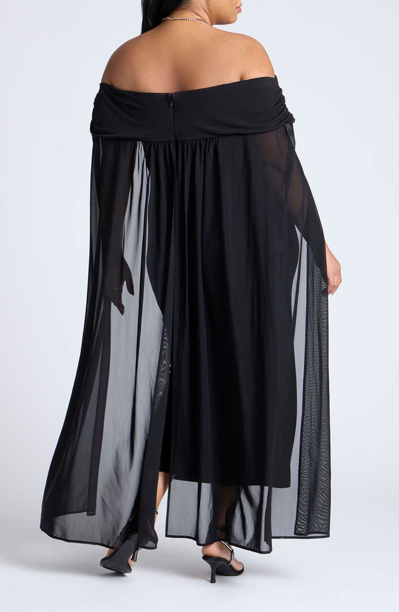 ELOQUII Off the Shoulder Cape Dress, Alternate, color, 