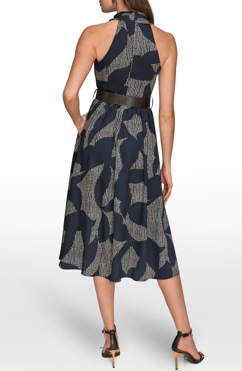 Donna Karan New York Print Belted Sleeveless Midi Dress, Alternate, color, Nghtfal/ Sand