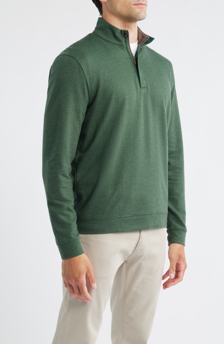 johnnie-O Rubin Herringbone Quarter Zip, Alternate, color, Moss