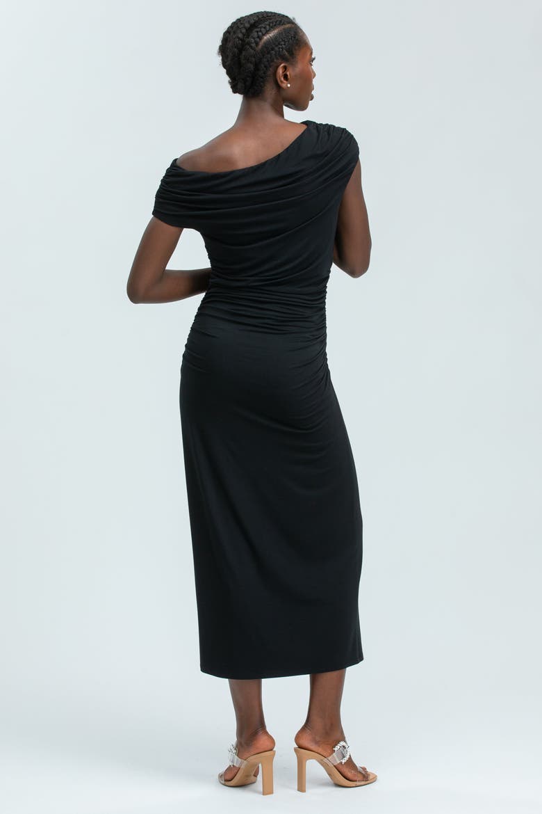 Mulan Off the Shoulder Jersey Maternity Dress, Alternate, color, BLACK