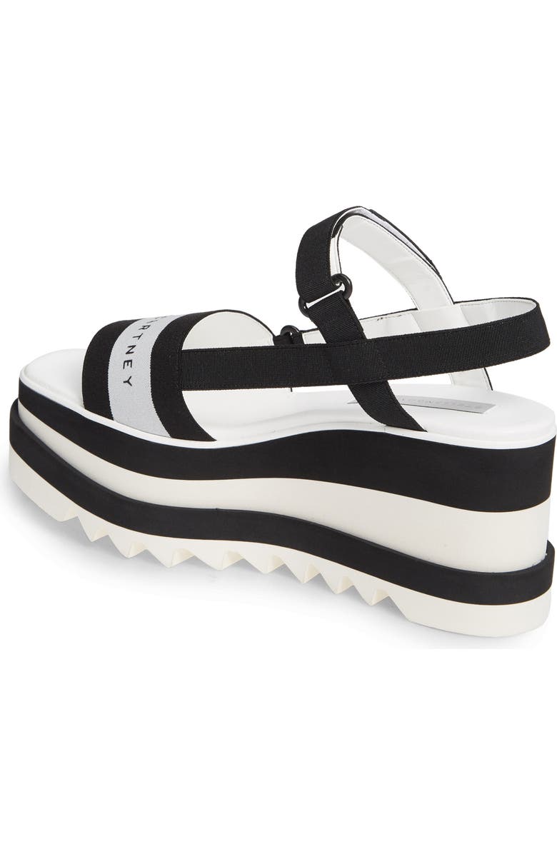 Stella McCartney Stripe Logo Platform Sandal, Alternate, color,