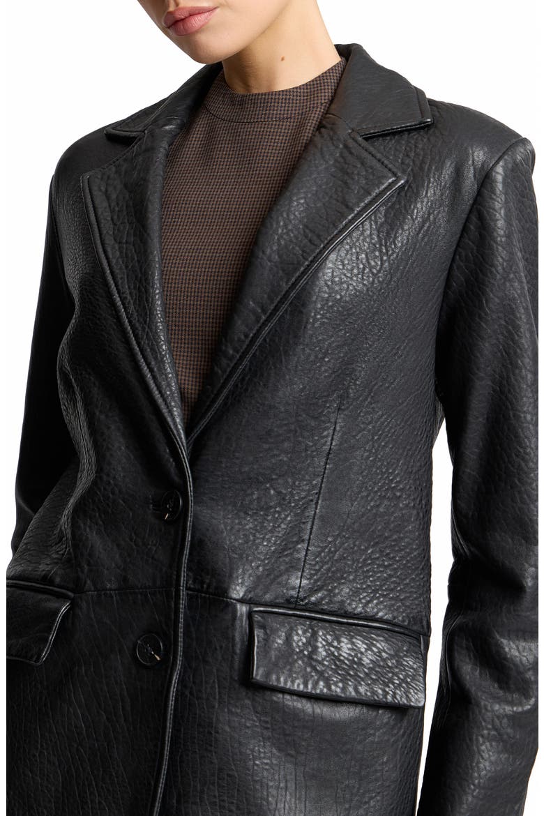 Relaxed Leather Blazer, Alternate, color, BLACK