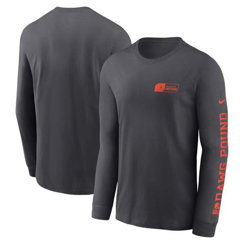 Nike Anthracite Cleveland Browns All Out Long Sleeve T-shirt In Gray